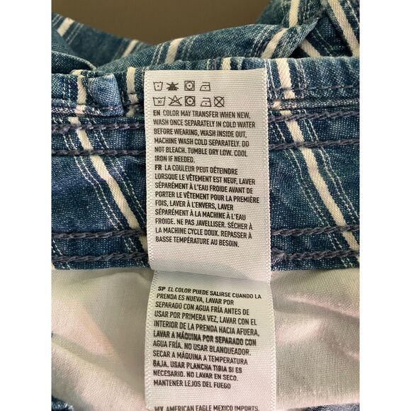 American Eagle striped cuffed pleated front denim shorts - Picture 6 of 12